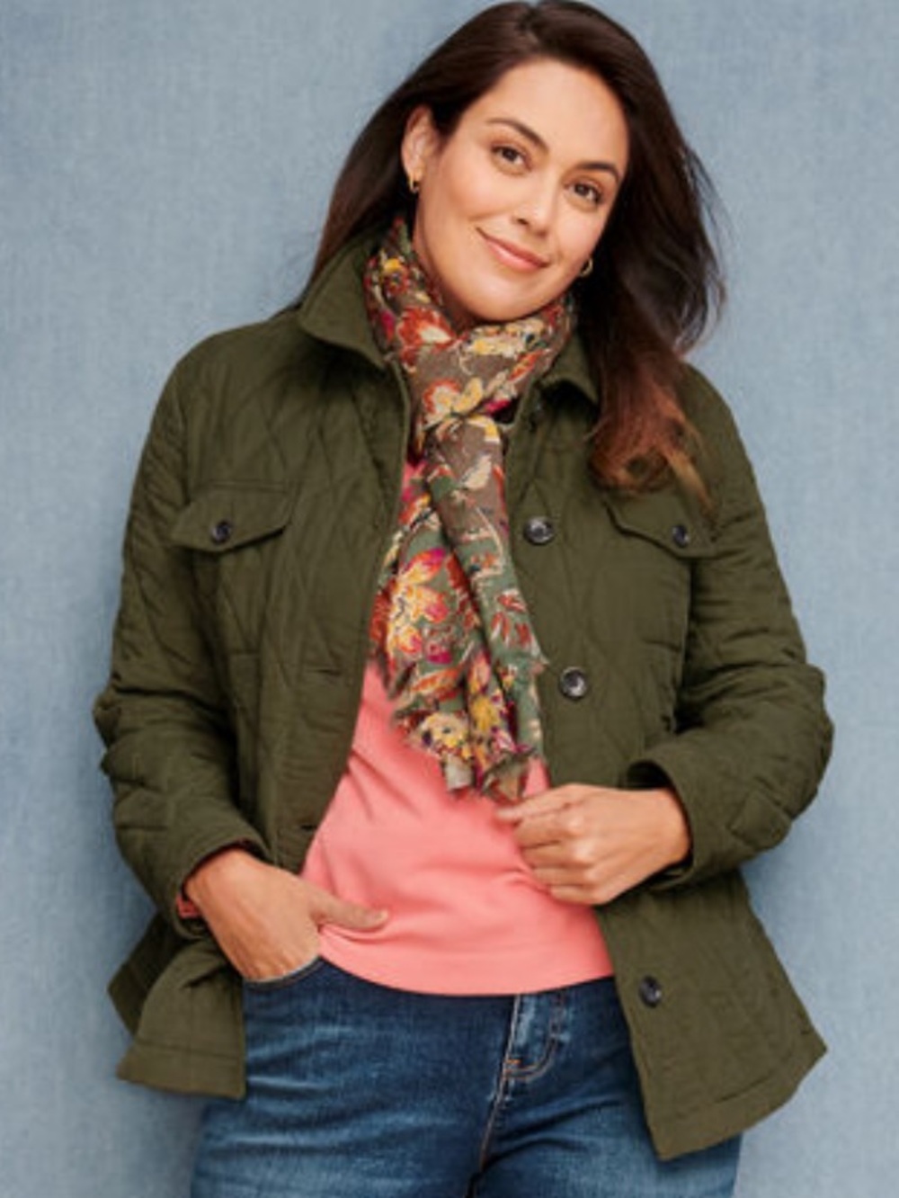 Talbots Quilted corduroy shirt Jacket in Olivegreen size M